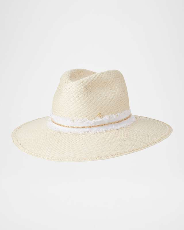 Henrietta Strass Denim Straw Fedora Hat